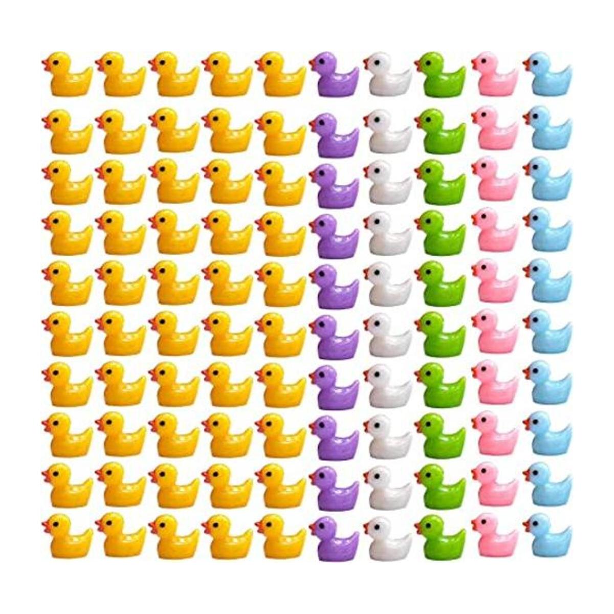 150 piezas de mini figuras en miniatura de pato de resina