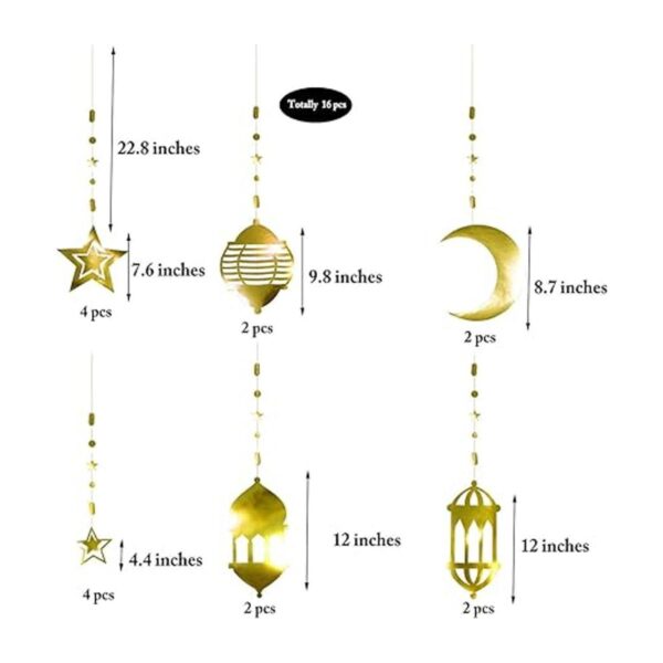 16 faroles islámicos de luna creciente guirnalda de
