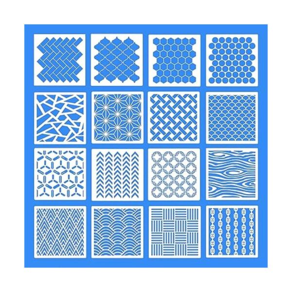 16 plantillas geométricas reutilizables de pintura de arte