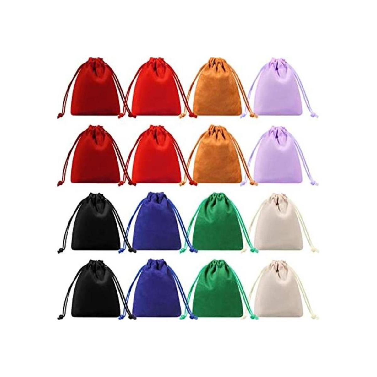 16 piezas mini bolsas de dados de terciopelo con cordón de