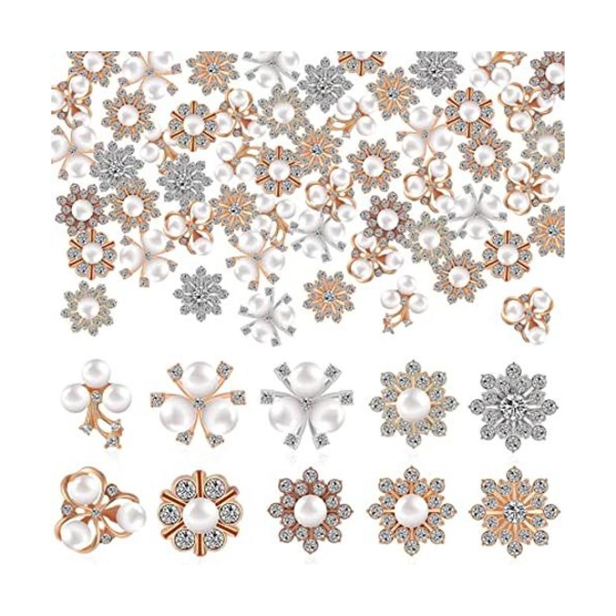 160 botones de perlas con diamantes de imitación adornos