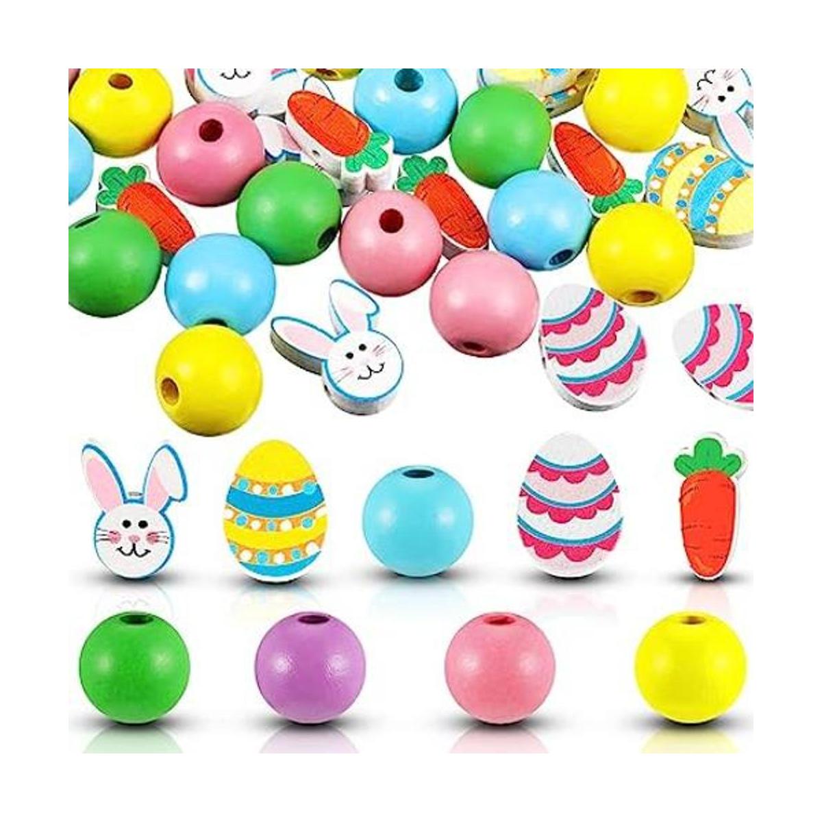 160 cuentas de madera de Pascua para manualidades cuentas