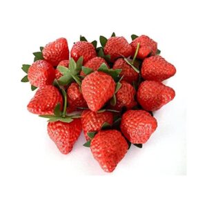 18 fresas artificiales de plástico color rojo simulación