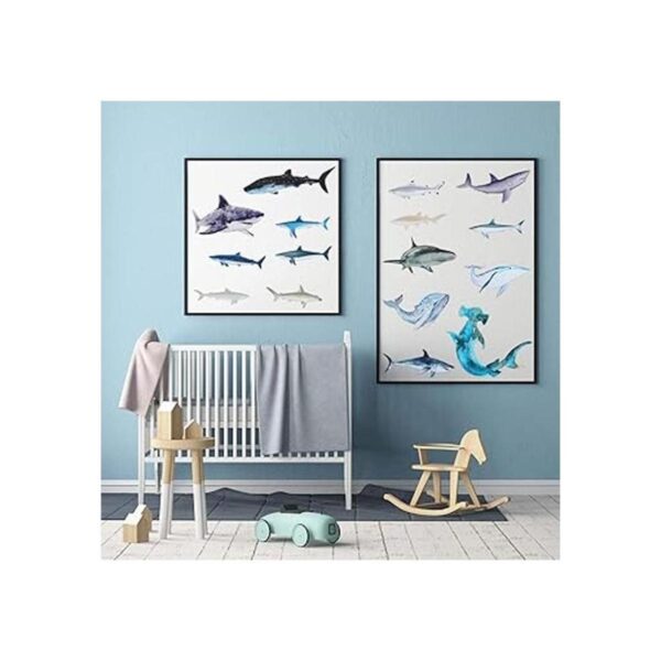 18 calcomanías de pared de tiburones con diseño de