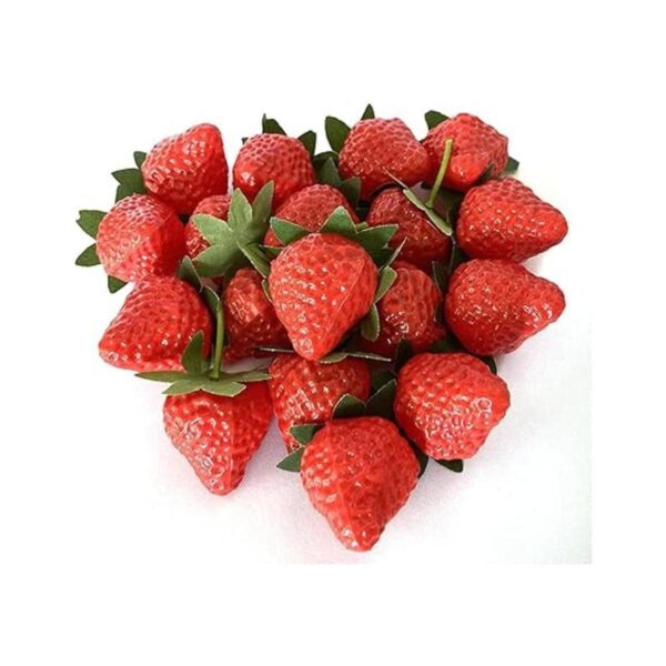 18 fresas artificiales de plástico color rojo simulación