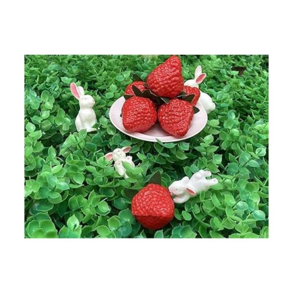 18 fresas artificiales de plástico color rojo simulación