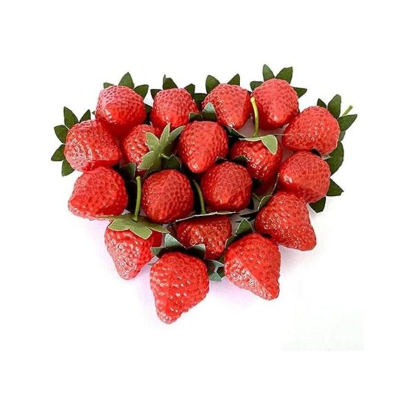 18 fresas artificiales de plástico color rojo simulación