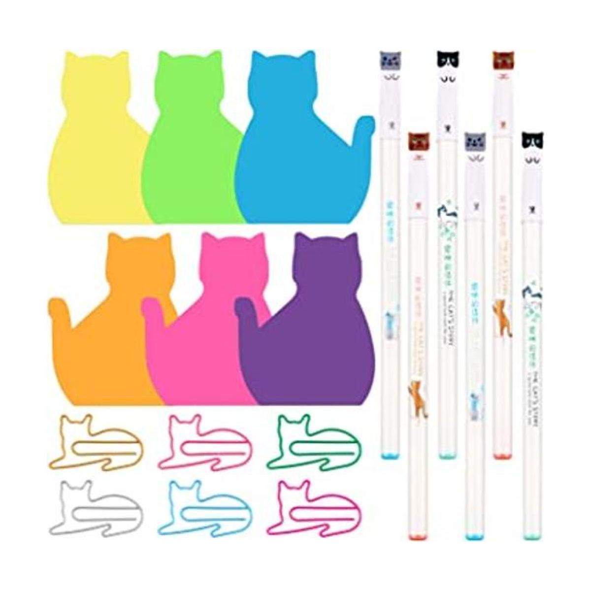 180 hojas de notas adhesivas para gatos 60 clips de papel