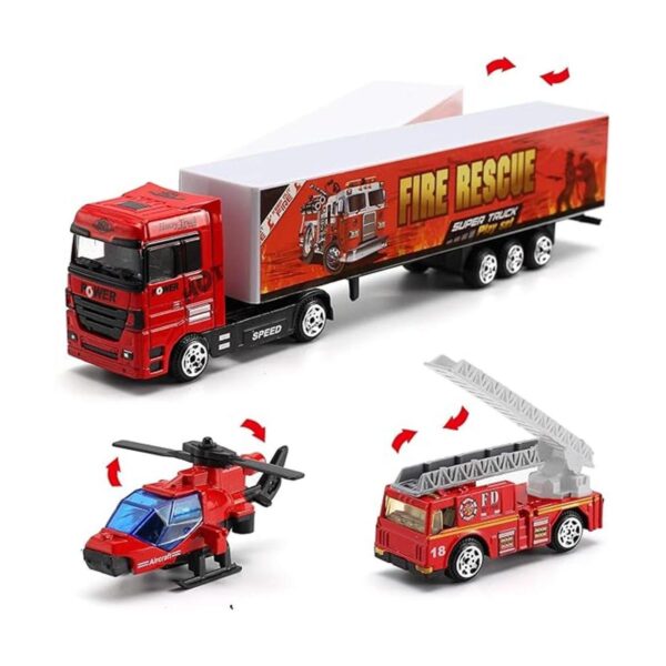 19 Pcs Fire Truck with Firefighter Toy Set Mini Diecast_6