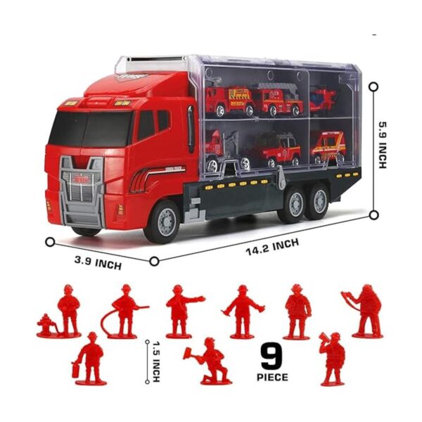 19 Pcs Fire Truck with Firefighter Toy Set Mini Diecast_2