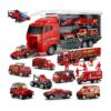 19 Pcs Fire Truck with Firefighter Toy Set Mini Diecast_1