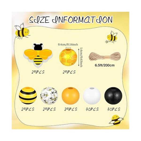 190 cuentas de madera de abeja de 0.630 in cuentas de