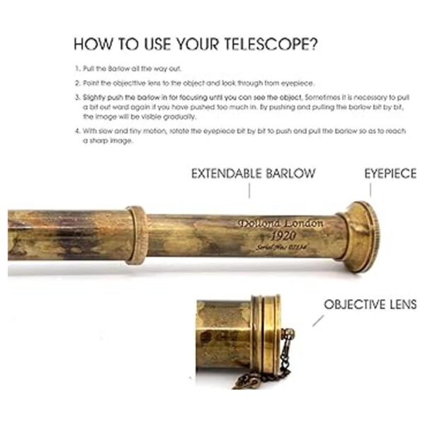 1920 DOLLOND London Telescopio de latón marítimo vintage_2