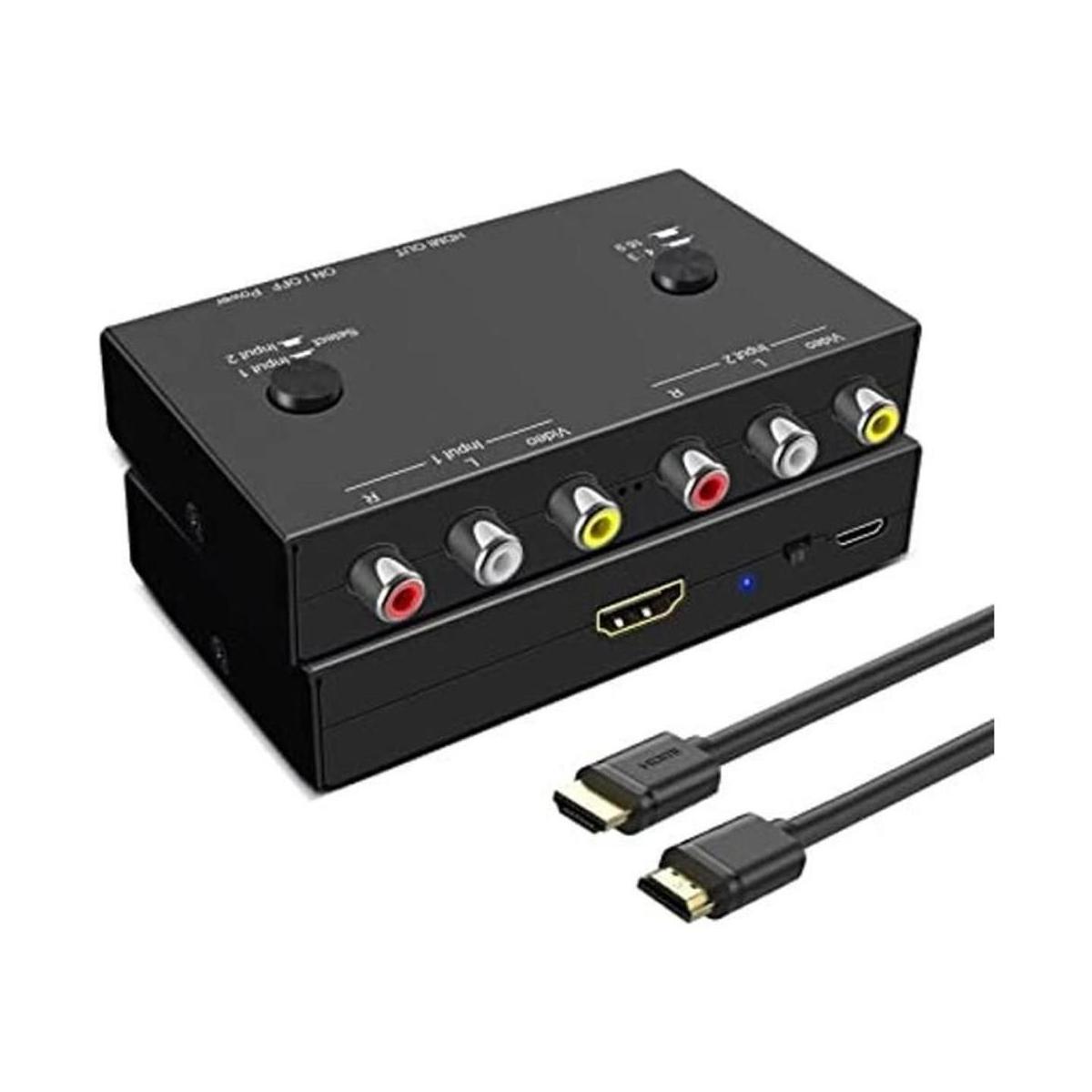 2 AV a HDMI 1080P720P 2 vías RCA compuesto CVBS AV