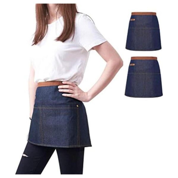 2 Pack Blue Waist Denim Aprons for Home and KitchenChef