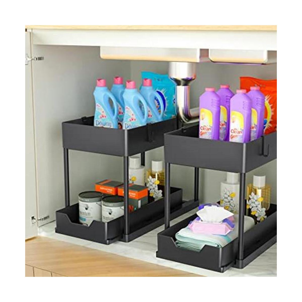 2 Pack Under Sink Organizer with Sliding Cabinet Basket 2