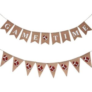 2 Pieces Football Game Time Banner Football Bunting Banner_1