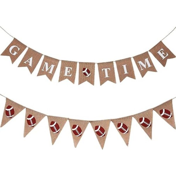 2 Pieces Football Game Time Banner Football Bunting Banner_1