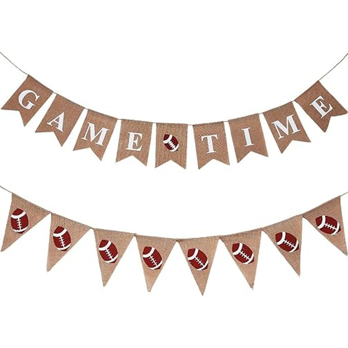 2 Pieces Football Game Time Banner Football Bunting Banner