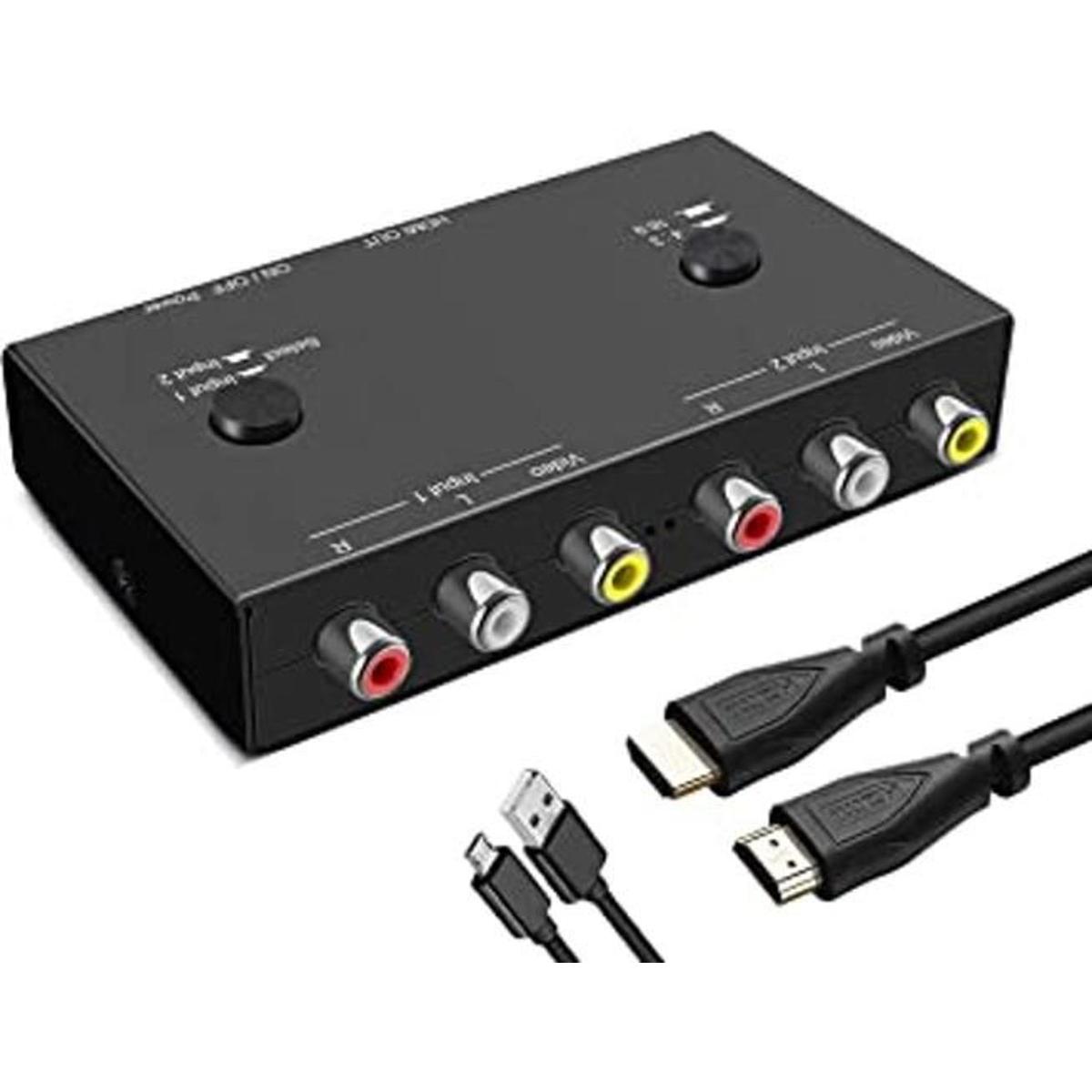 2 RCA a HDMI 1080P 2 vías RCA compuesto CVBS AV