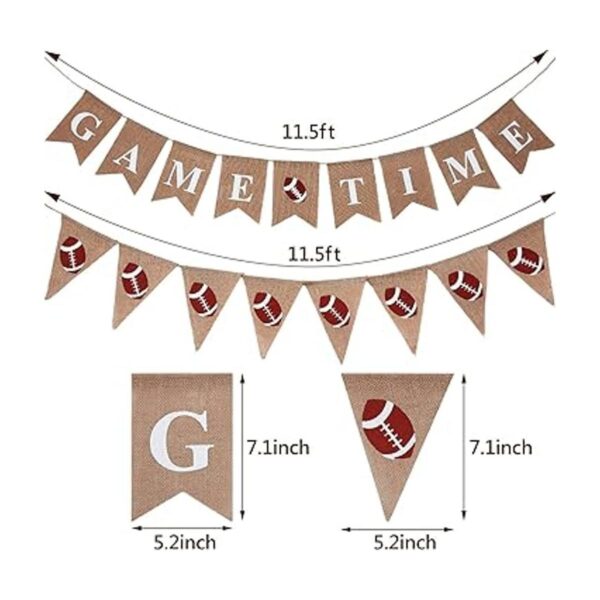 2 Pieces Football Game Time Banner Football Bunting Banner_2