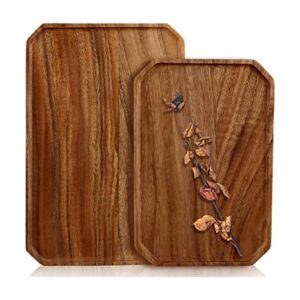2 bandejas decorativas de madera para servir de acacia