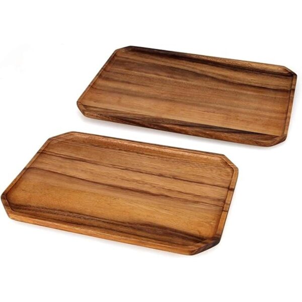 2 bandejas decorativas de madera para servir de acacia