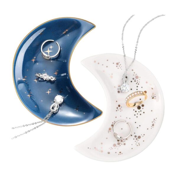 2 bandejas de platos de joyería de luna para joyas plato