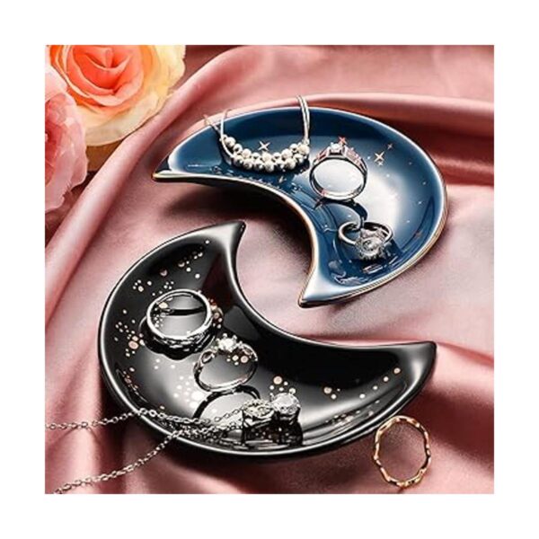 2 bandejas de platos de joyería de luna para joyas plato