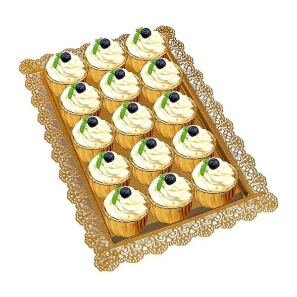 2 bandejas rectangulares de hierro para cupcakes platos