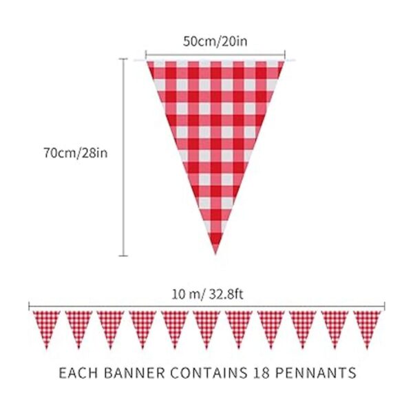 2 banderines grandes de plástico rojo y blanco a cuadros_2