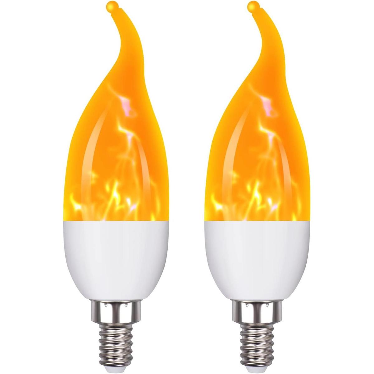 2 bombillas de llama E12 3 modos de luz LED de candelabro