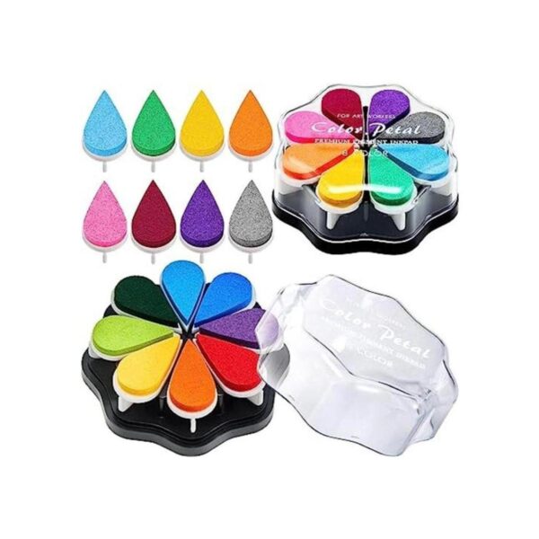 2 cajas de tinta para sellos con forma de pétalo sellos
