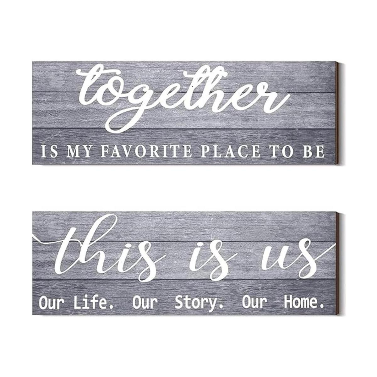 2 carteles de decoración del hogar This is Us Our Life Our