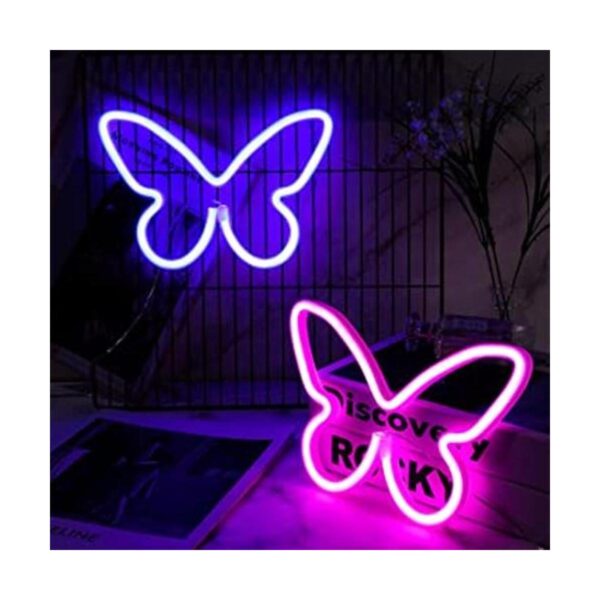2 letreros de mariposa de neón con luces LED de mariposa_1