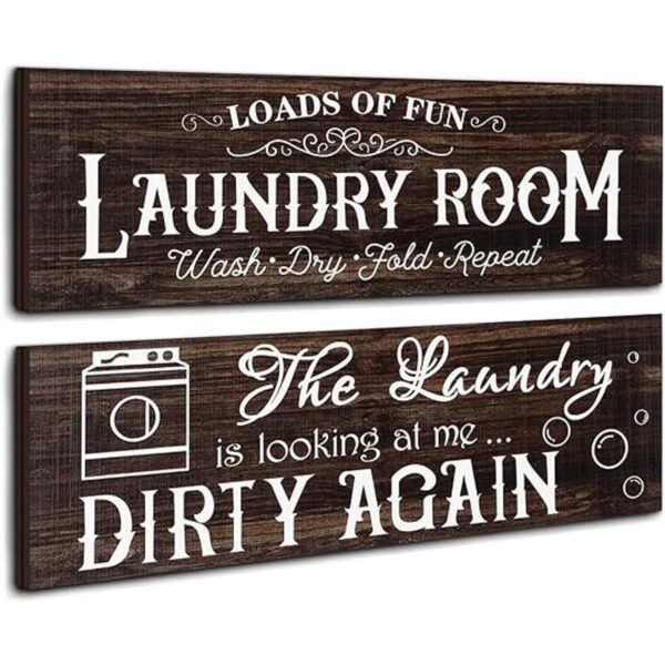 2 letreros de madera para cuarto de servicio decoración