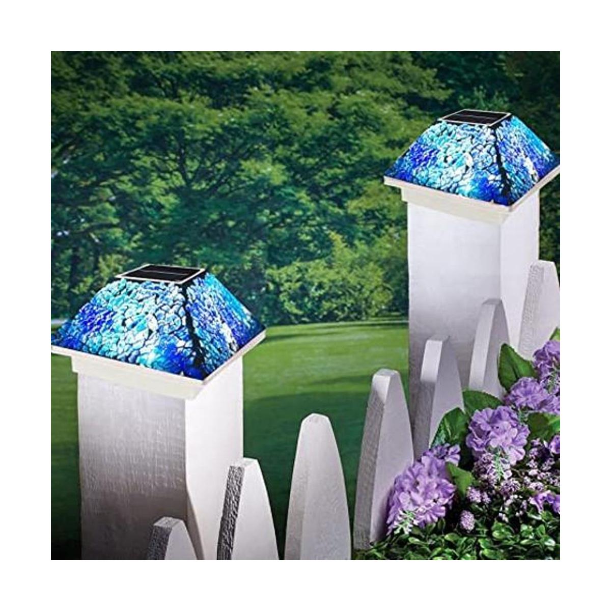 2 luces solares de mosaico para exteriores para postes de