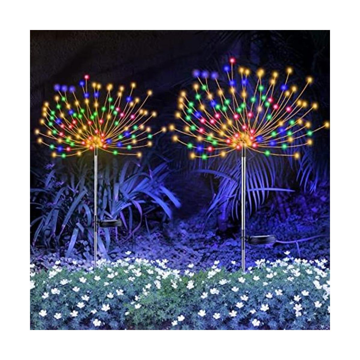 2 luces solares de fuegos artificiales luces decorativas
