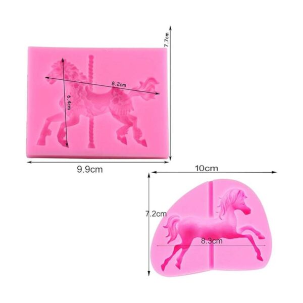 2 moldes de silicona para tartas de carrusel de caballo de