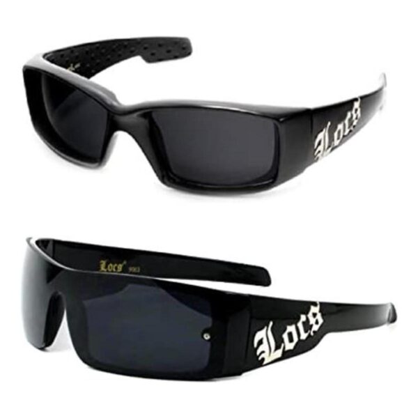 2 pares Gangster Locs anteojos de sol 1 9052 Negro 1_1
