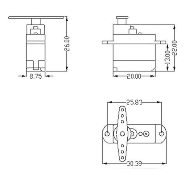 2 piezas GHS37D 0.13 oz mini servo digital súper ligero_6