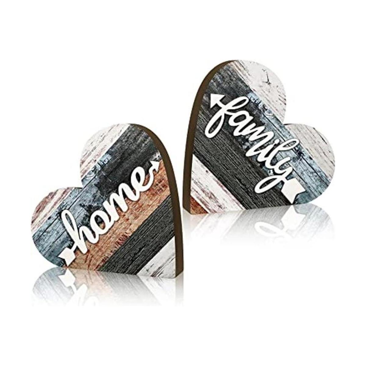 2 piezas de Navidad de madera rústica letrero de amor