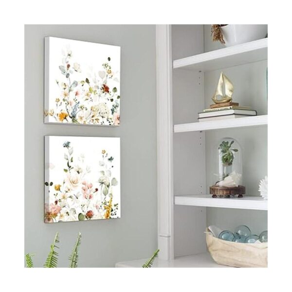 2 piezas de arte de pared floral colorido rosa amarillo_5