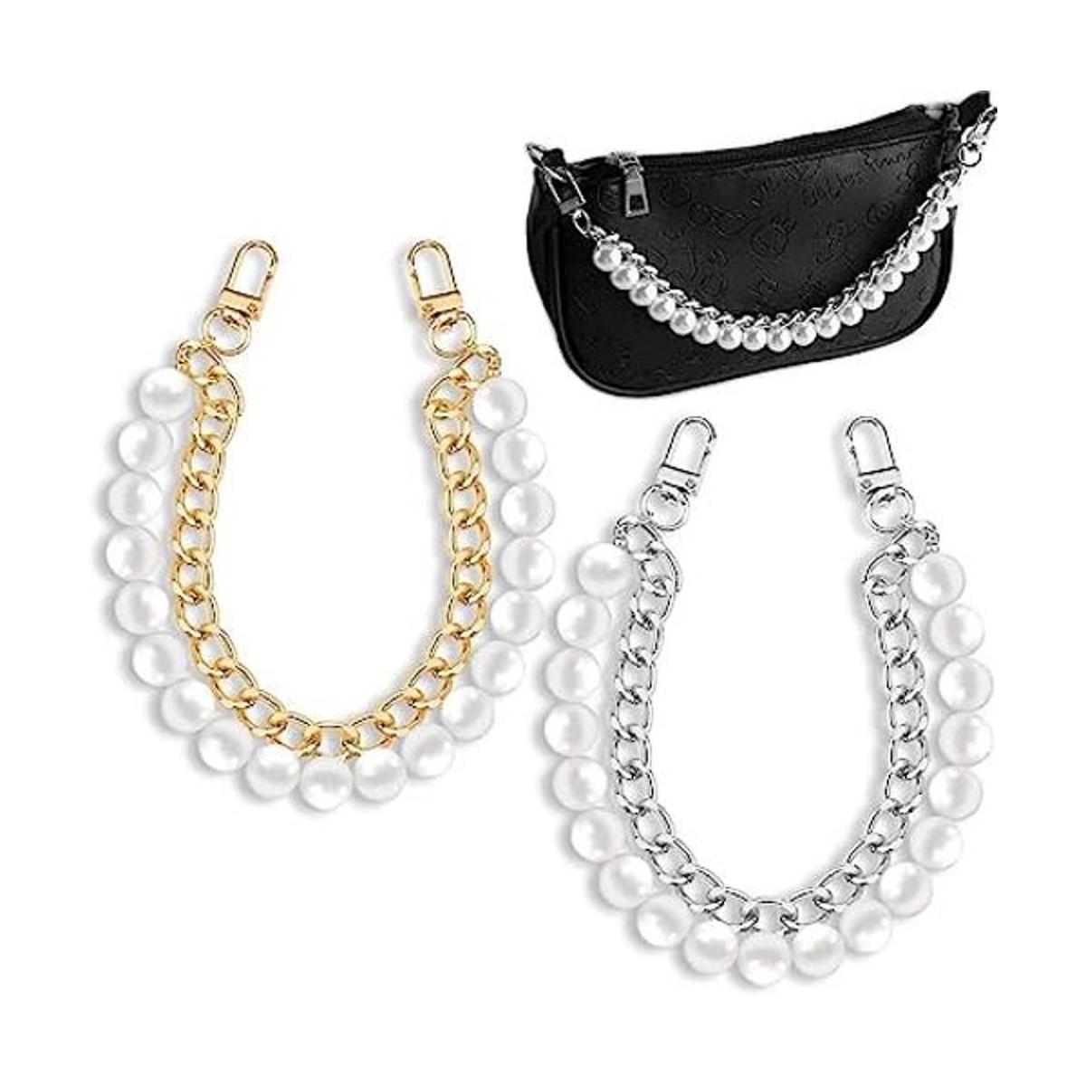 2 piezas de cadena de perlas de 9.45 pulgadas con asa