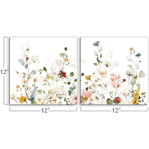2 piezas de arte de pared floral colorido rosa amarillo_2
