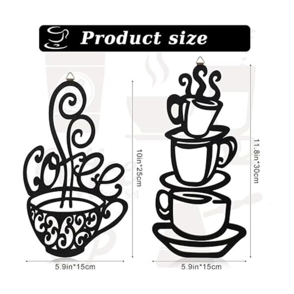 2 piezas de decoración de pared de taza de café negro