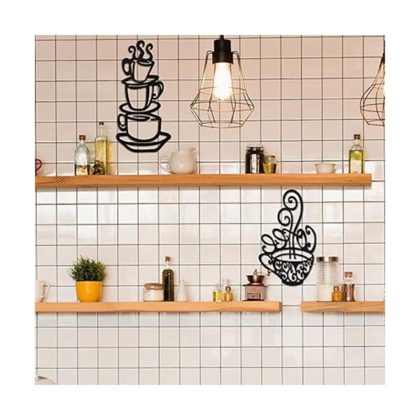 2 piezas de decoración de pared de taza de café negro