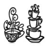 2 piezas de decoración de pared de taza de café negro