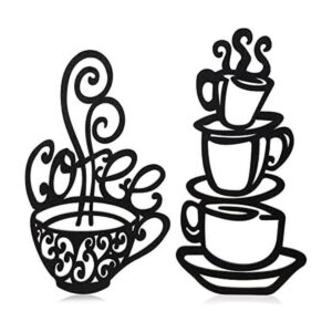 2 piezas de decoración de pared de taza de café negro