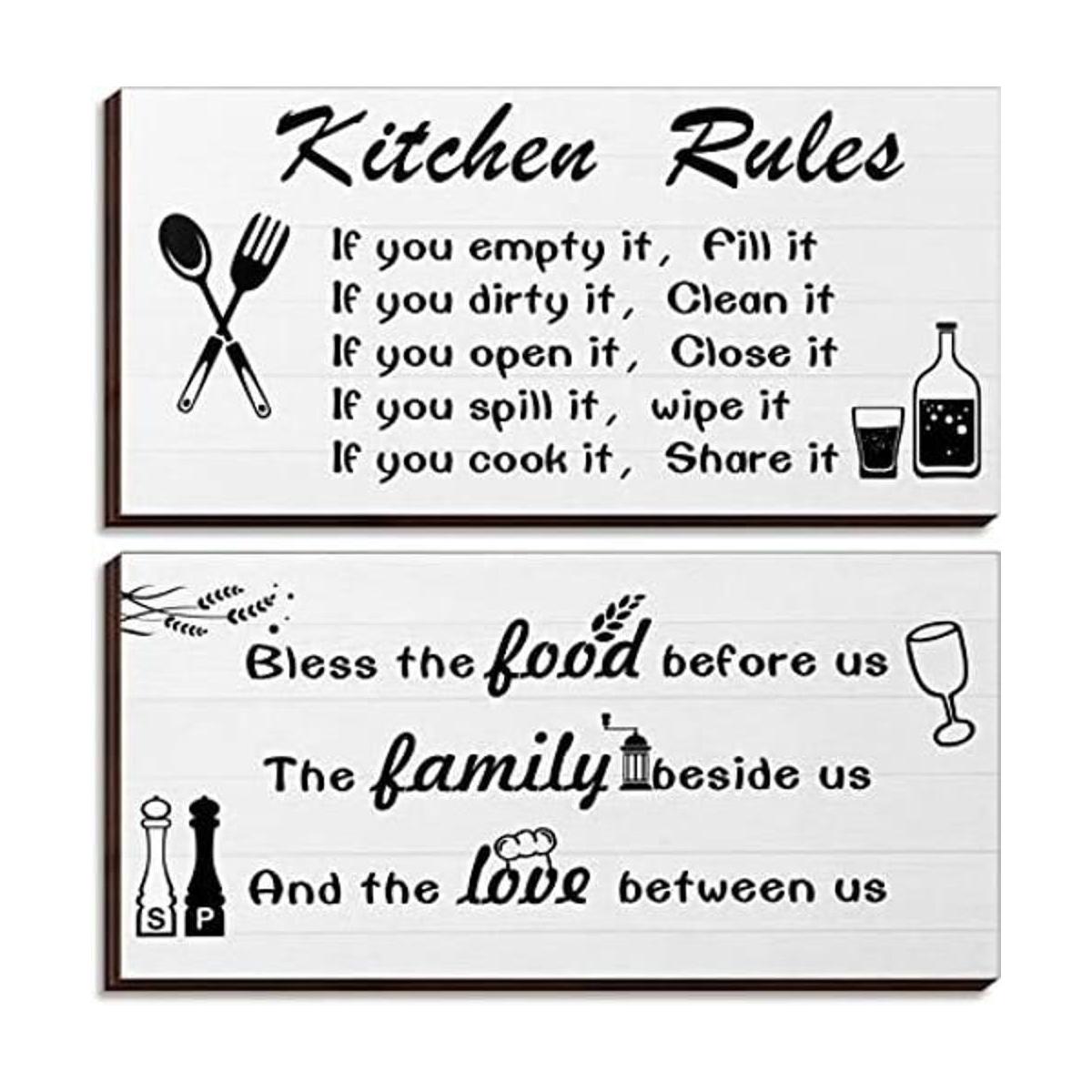 2 piezas de reglas de cocina decoración de pared moderna